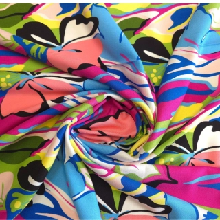 viskózová šatovka s keprovou vazbou, vzor colors