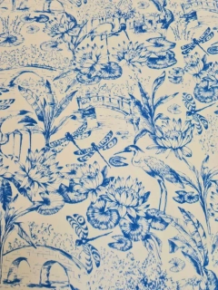 popelín elastický, vzor natura , azzurro
