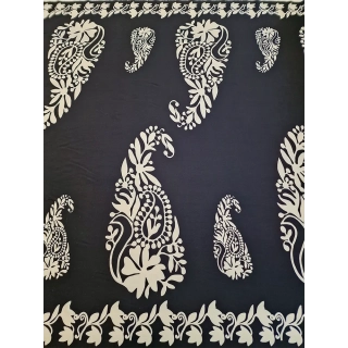 viskózové plátno, bílý vzor, černá